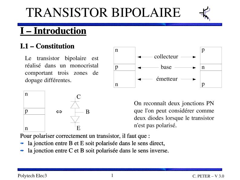 Cours avancé des transistors bipolaires